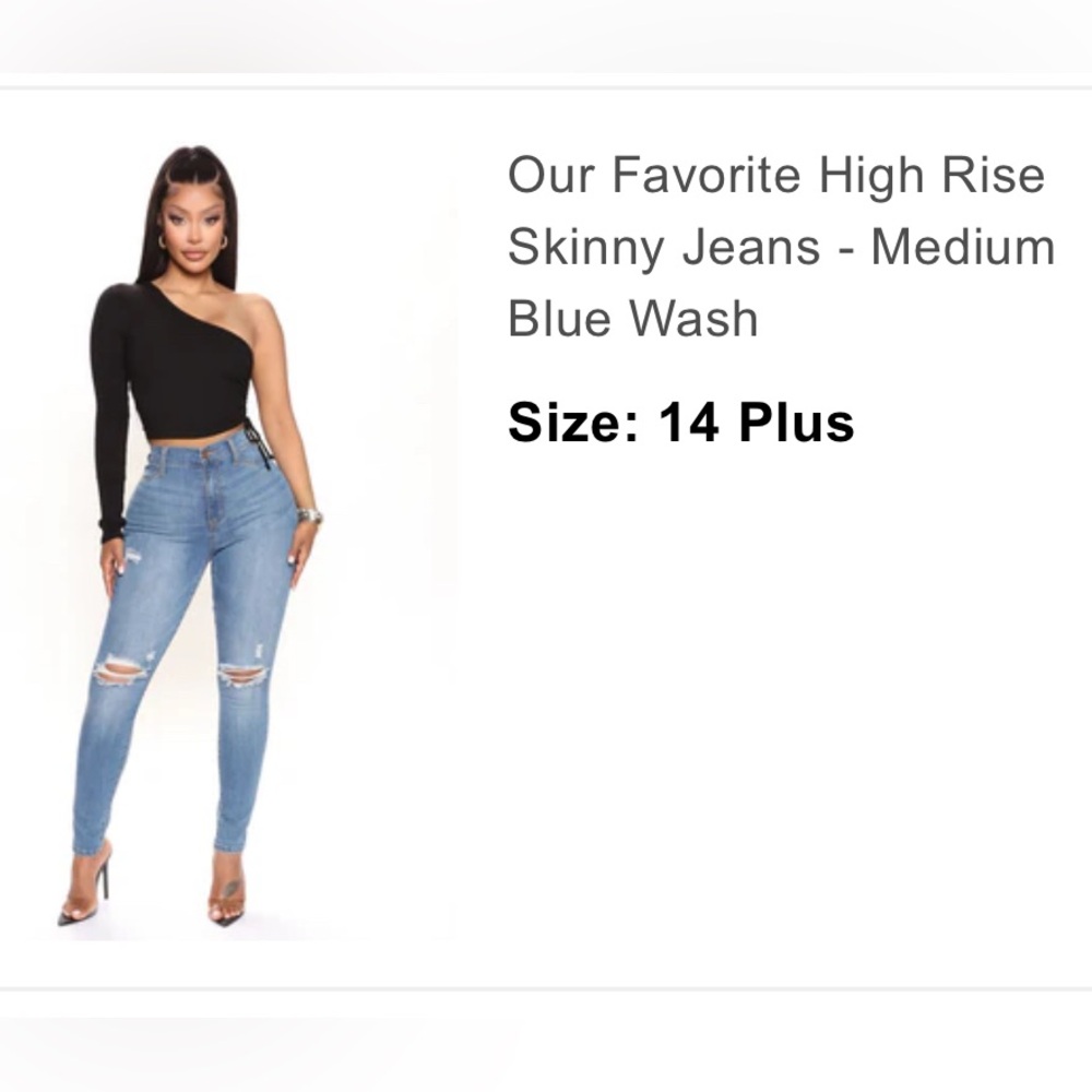Fashion Nova - Our Favorite High Rise Skinny Jeans - Medium Blue - Size 14